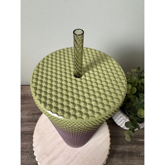New Starbucks Fall 2024 Green Purple Ombre Metallic Studded Tumbler 24 oz Venti - Picture 4 of 6